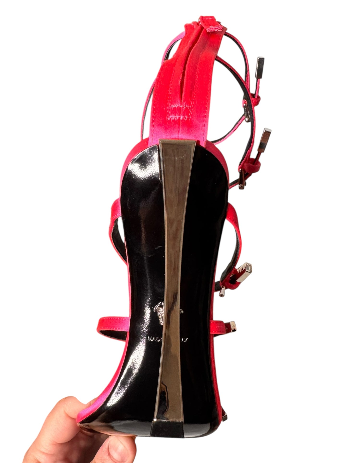 Sandali Versace donna con tacco scultura e cinturini multipli rosa - 40 — foto 10