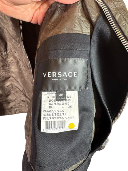 Versace Giacca Uomo Verde Jacquard Baroque con Dettaglio Medusa Taglia 48.
