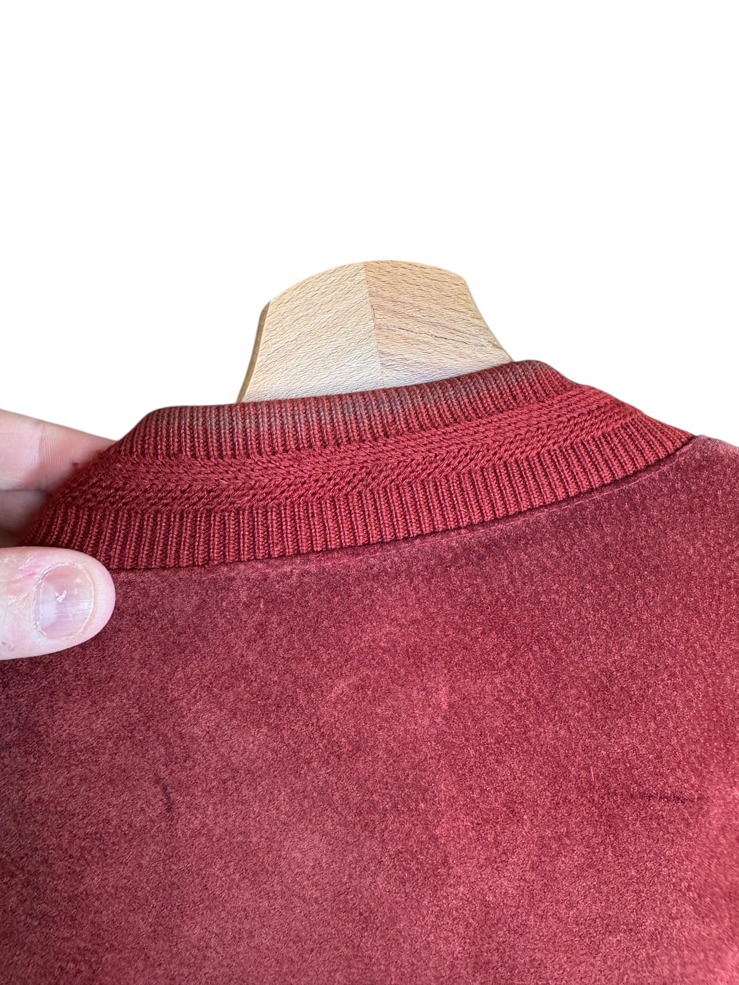 Giacca vintage Eclipse velluto bordeaux pelle inserti ricamo Made in Spain — foto 8