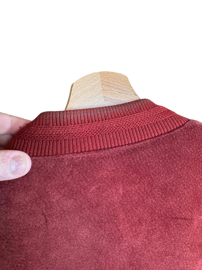 Giacca vintage Eclipse velluto bordeaux pelle inserti ricamo Made in Spain — foto 8