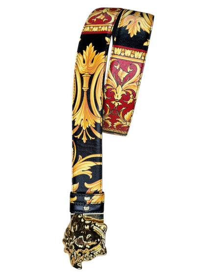 Cintura Versace reversibile Barocco con fibbia Medusa oro