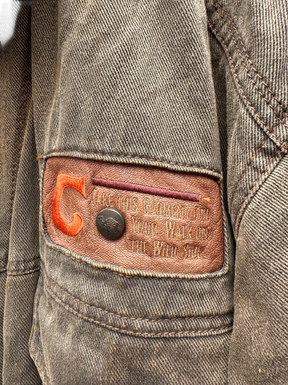 Giacca Camel Collection in cotone imbottita con colletto in pelle vintage