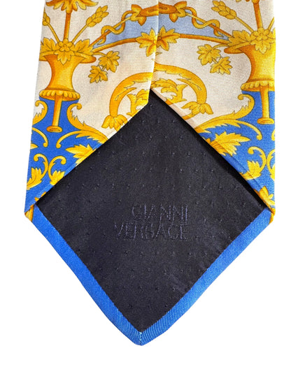 Versace Cravatta Medusa Baroque Blu Oro Made in Italy