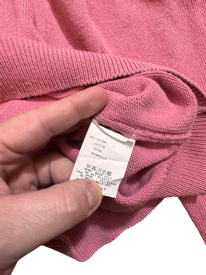 Maglione Etro Milano rosa 100% cotone ricamo logo taglia XL