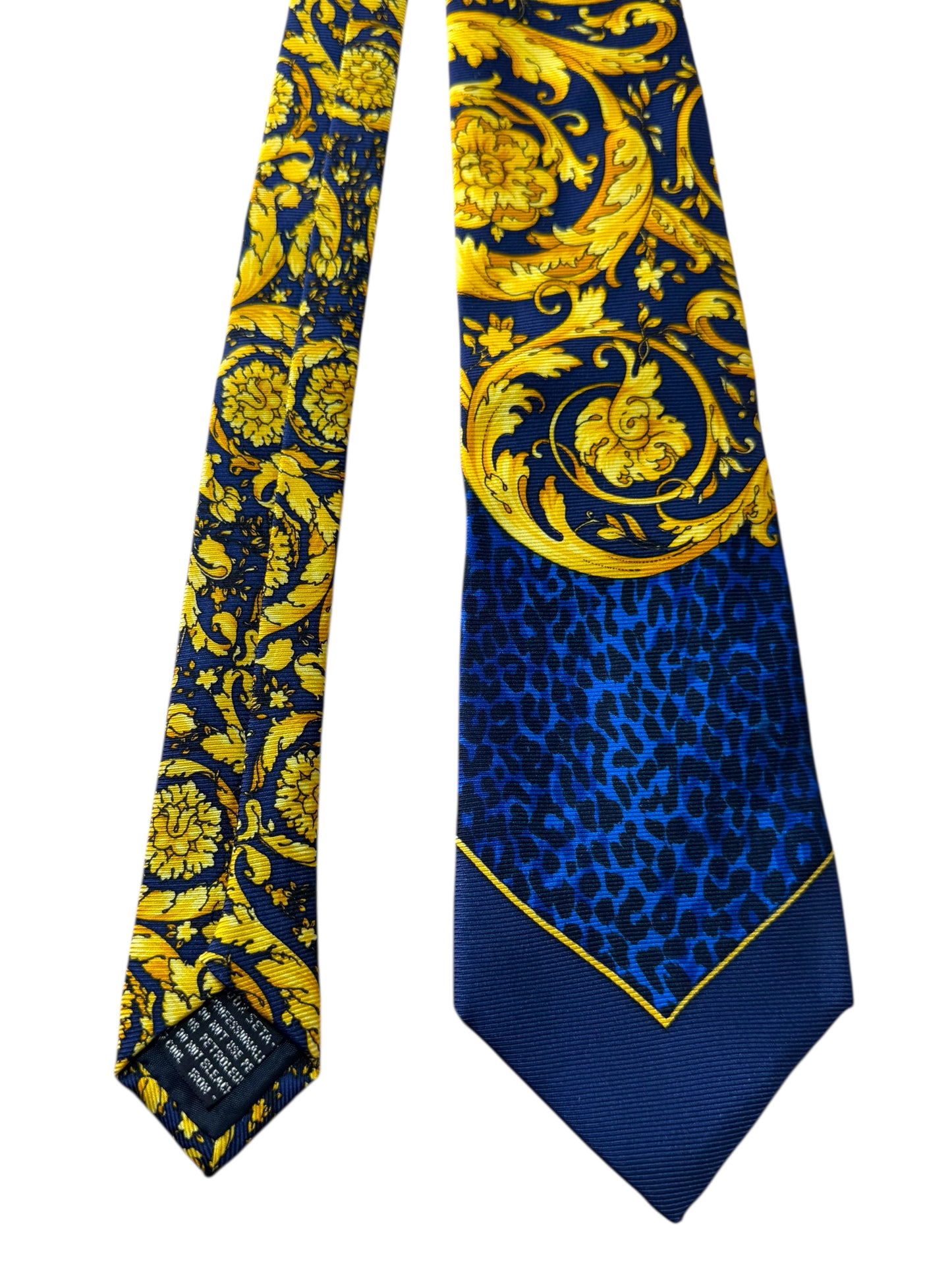 Cravatta vintage V2 by Versace barocca leopardata seta 100% Made in Italy