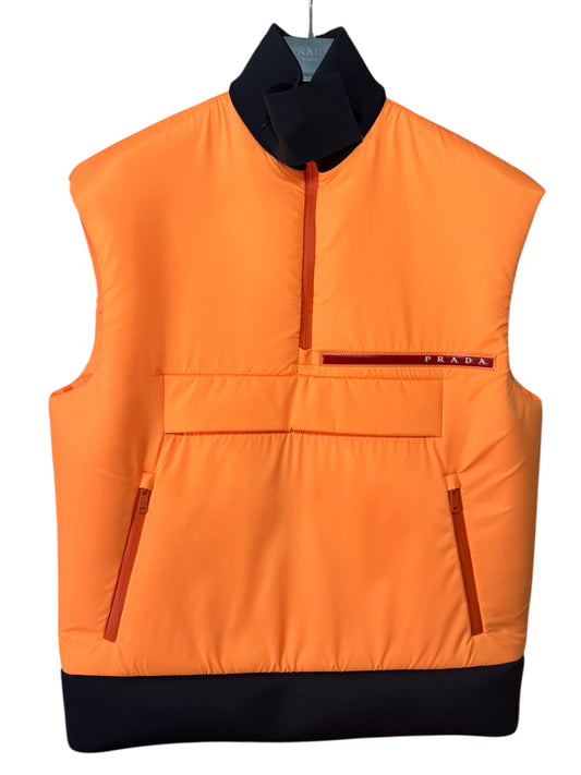 Gilet Donna Prada Arancione in Nylon Imbottito