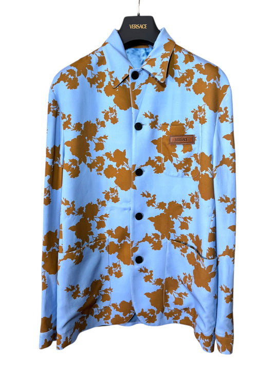 Giacca Versace azzurra con stampa floreale – Taglia 48 (M)