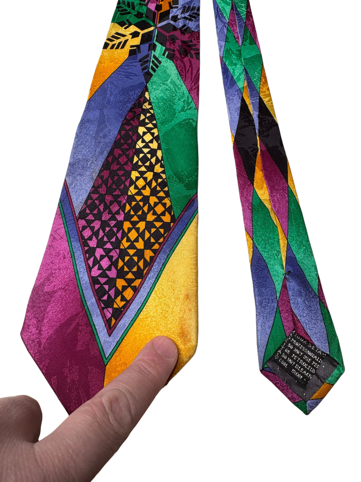Cravatta Gianni Versace vintage in seta fantasia geometrica multicolor — foto 2