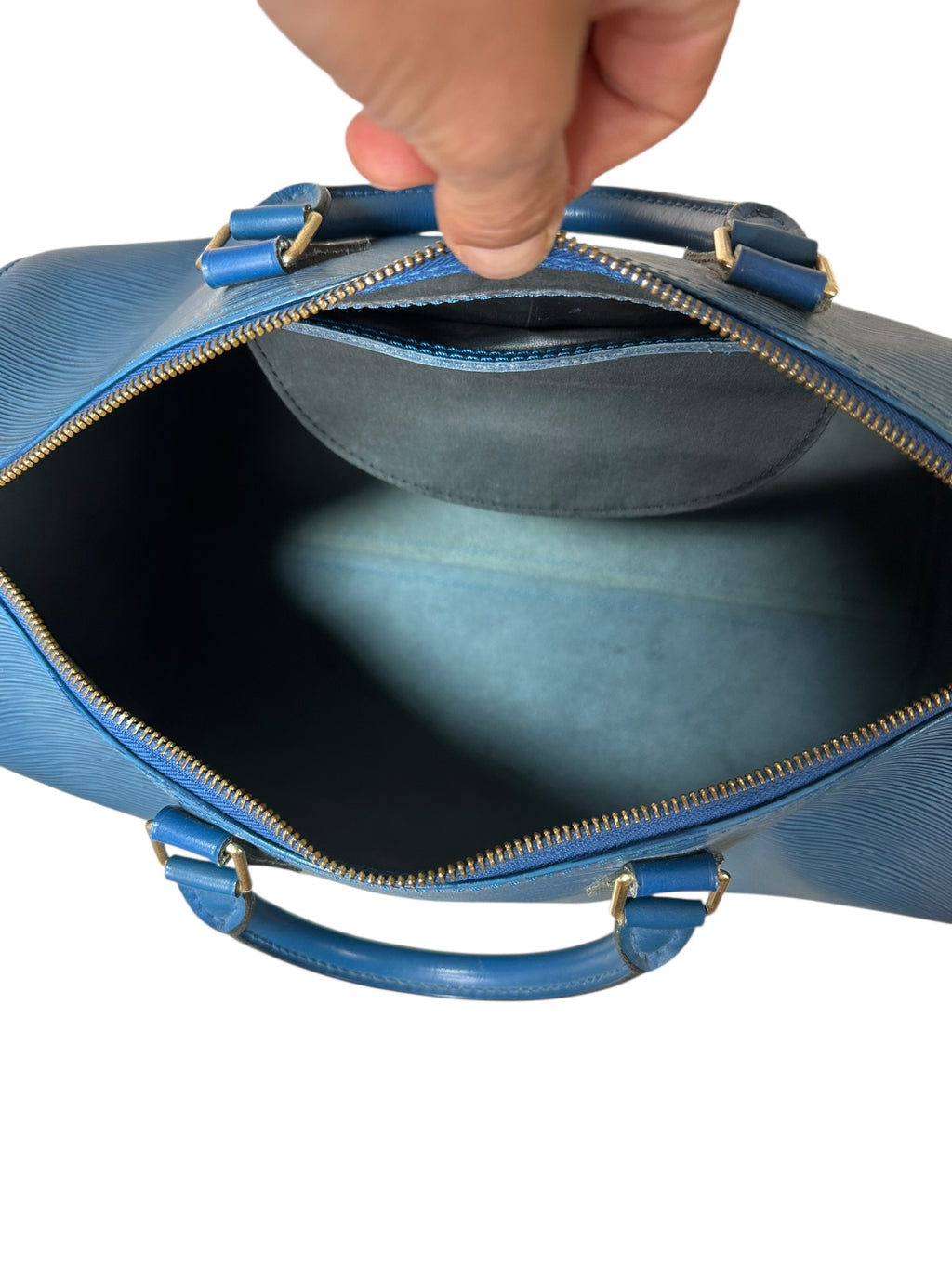 Louis Vuitton borsa speedy in pelle epi blu — foto 22