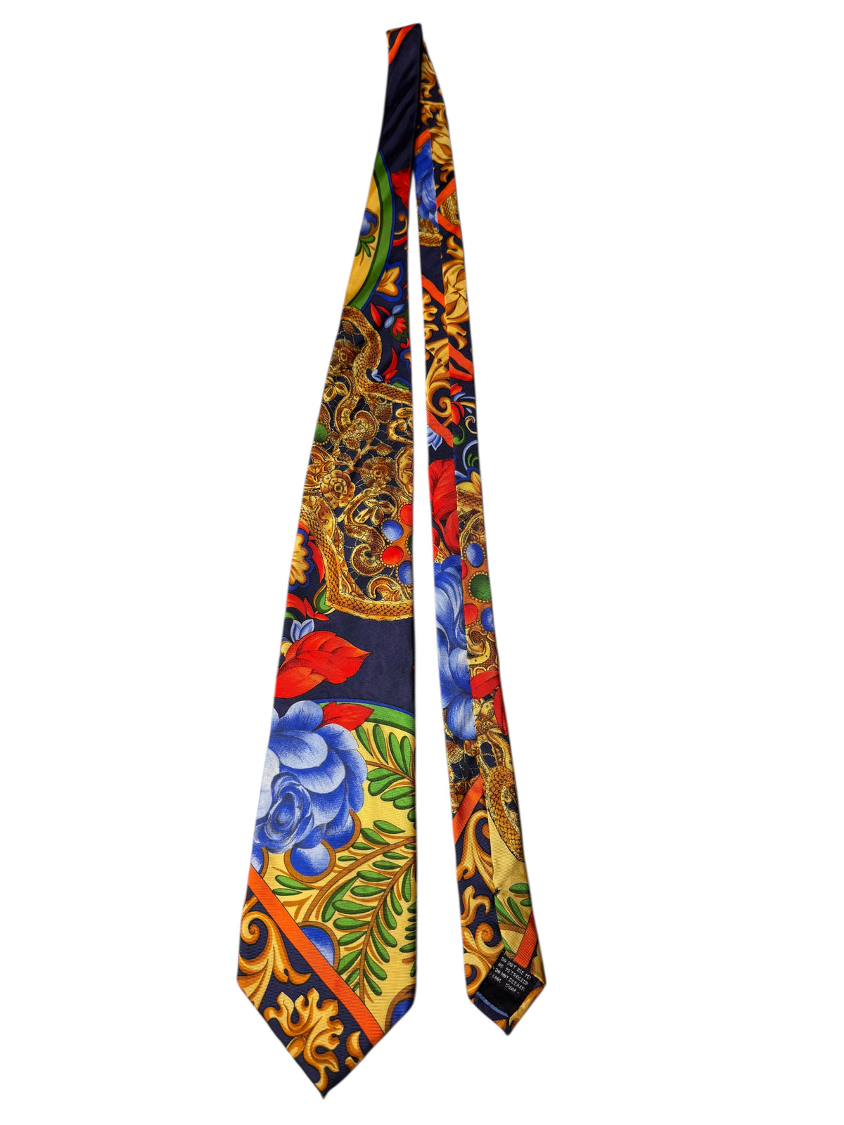 Cravatta Gianni Versace vintage in seta fantasia barocca floreale