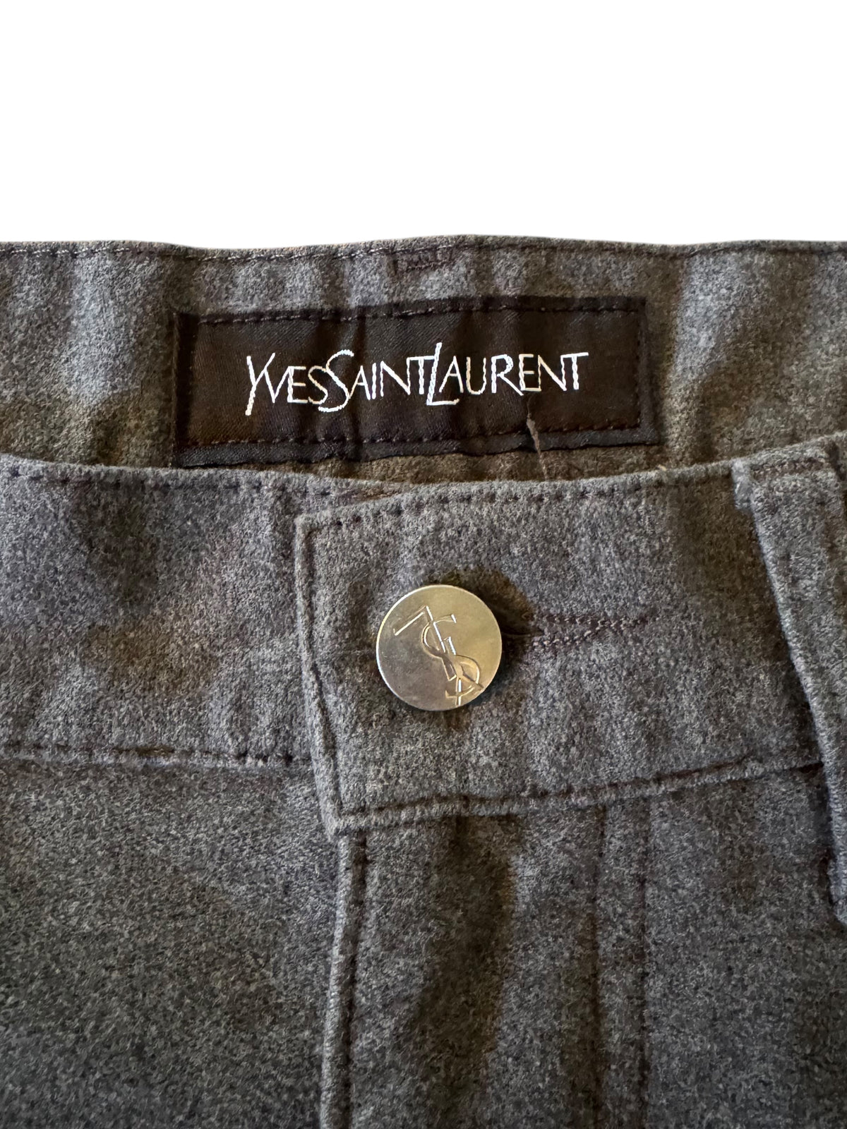Yves Saint Laurent Pantaloni Uomo Grigi Taglia 35 Cotone Made in Italy