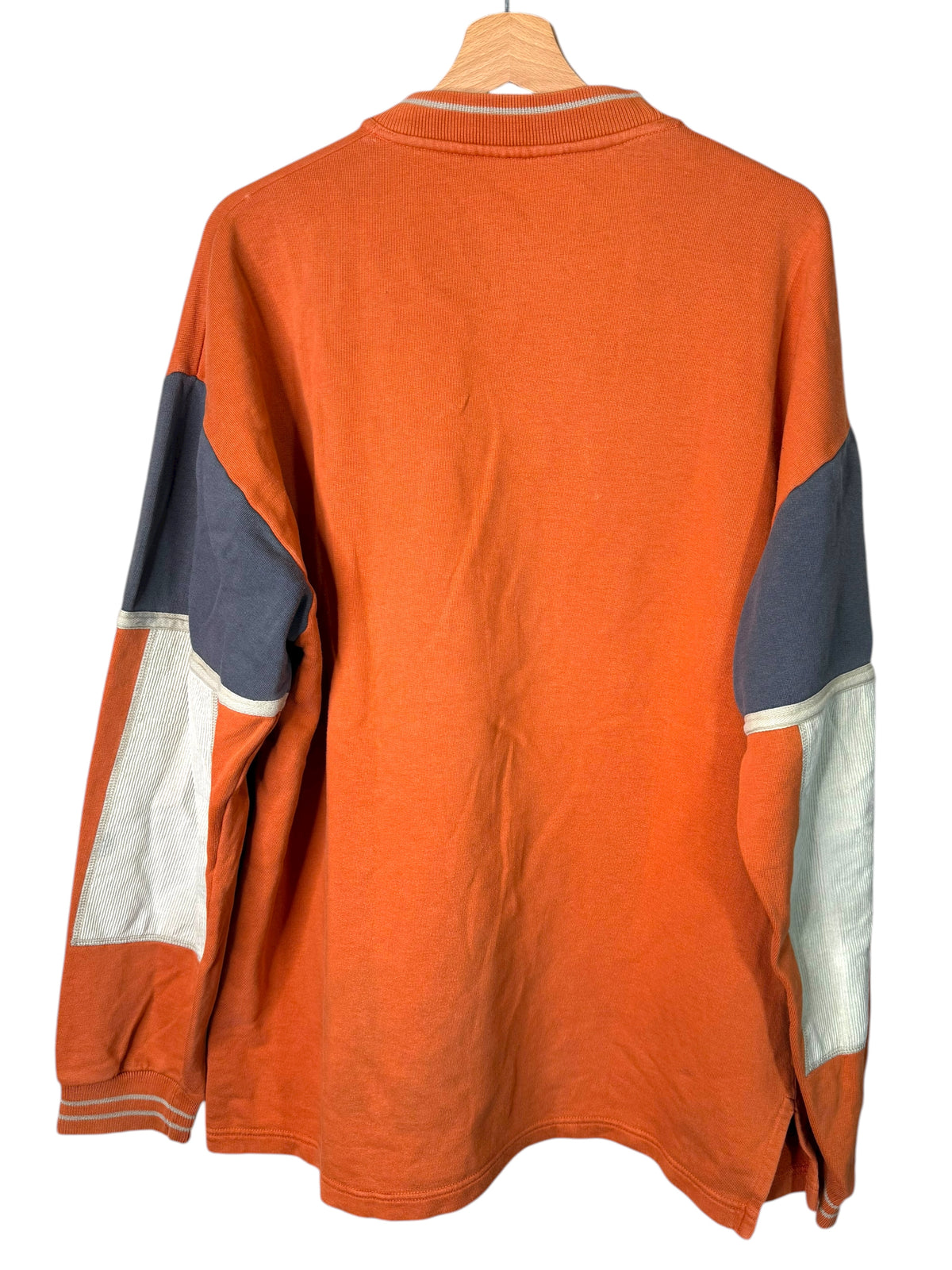 Felpa vintage Napapijri Geographic arancione/grigia con logo frontale Taglia L — foto 5