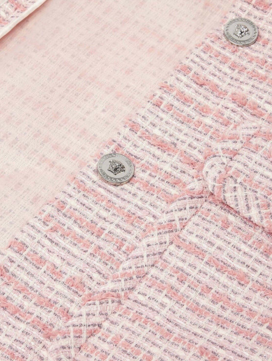 Gilet Versace tweed rosa crema con bottoni Medusa taglia 42 — foto 4