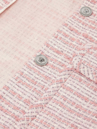 Gilet Versace tweed rosa crema con bottoni Medusa taglia 42 — foto 4
