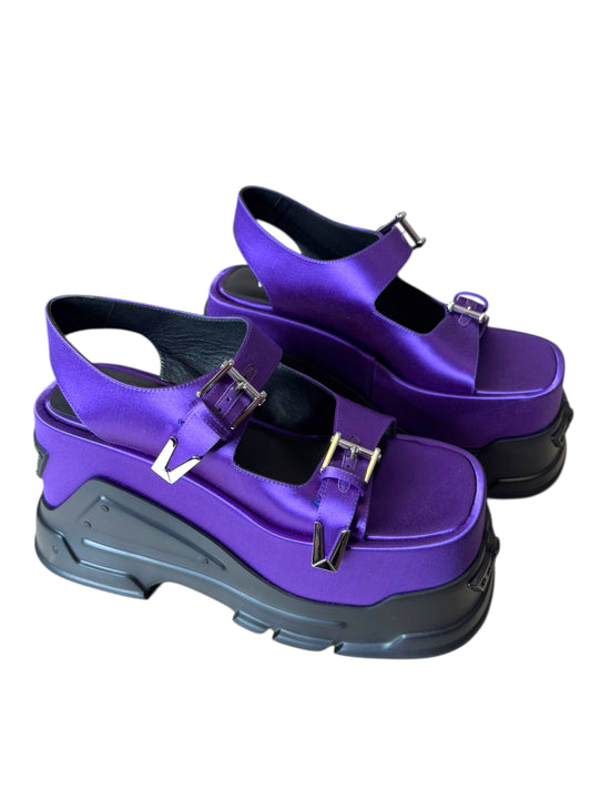 Versace Sandali Platform Viola Satinati Medusa - Taglia 40