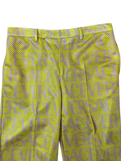 Pantaloni Versace logo all over mesh giallo IT 48 nuovi