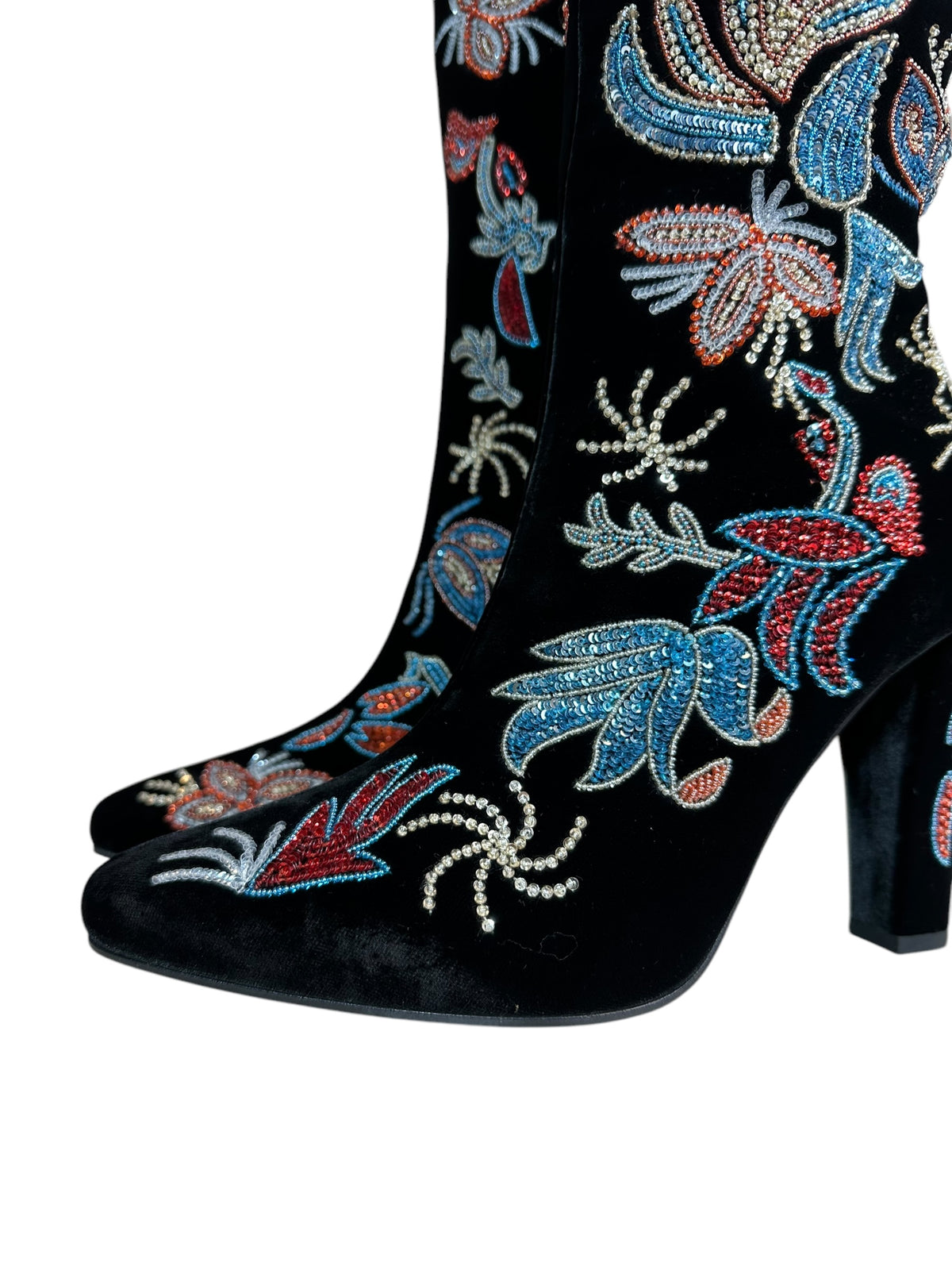 Saint Laurent Paris stivali ricamati con paillettes e perline nere — foto 11