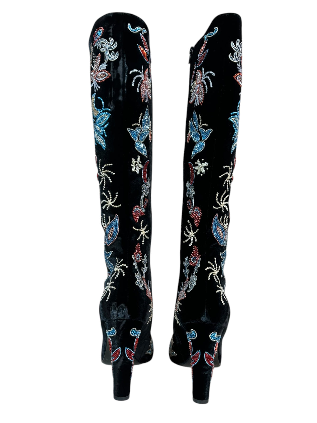 Saint Laurent Paris stivali ricamati con paillettes e perline nere — foto 9