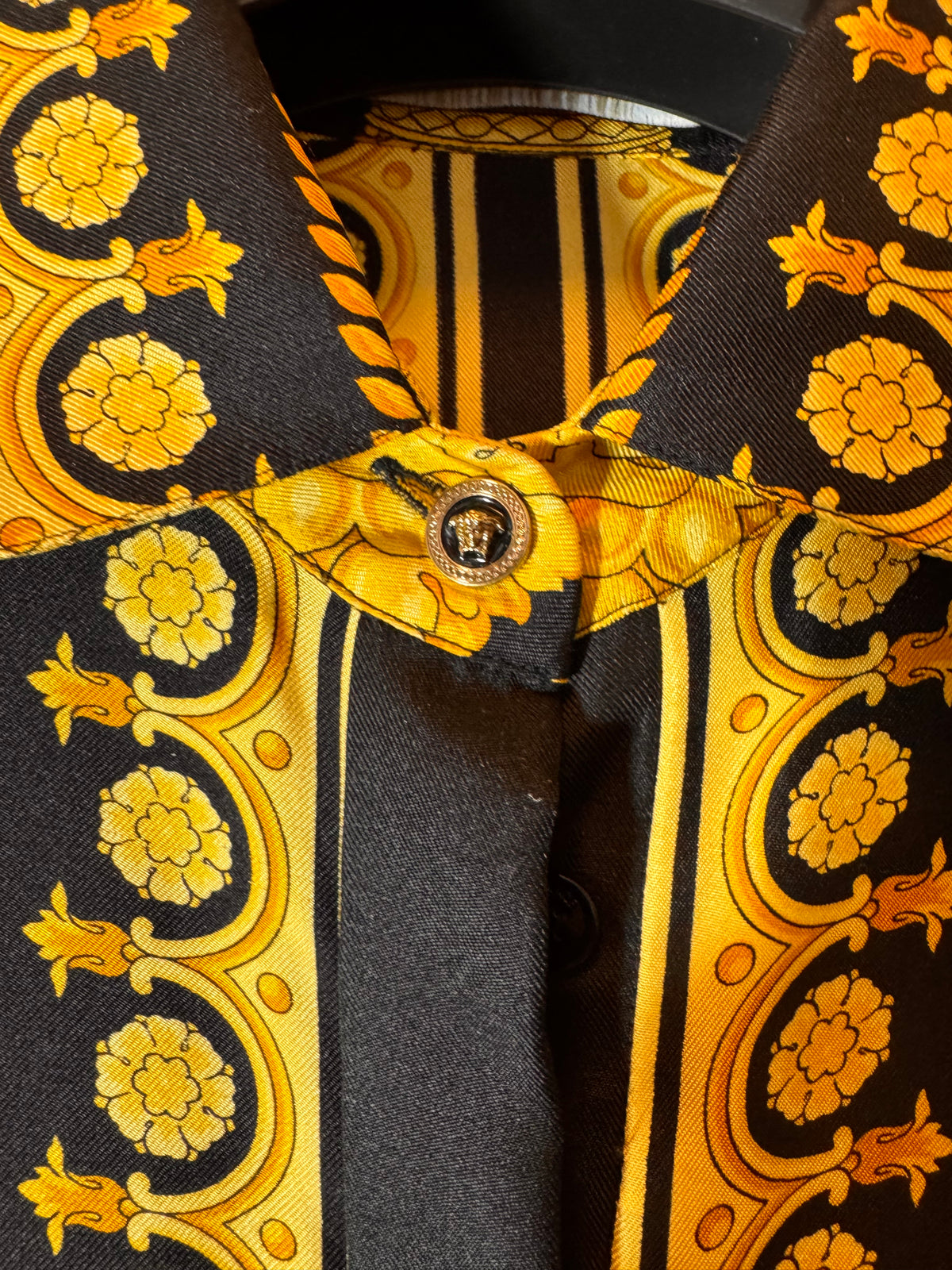 Abito camicia Versace Tribute Baroque SS 1992 seta nera oro tg 36 — foto 11
