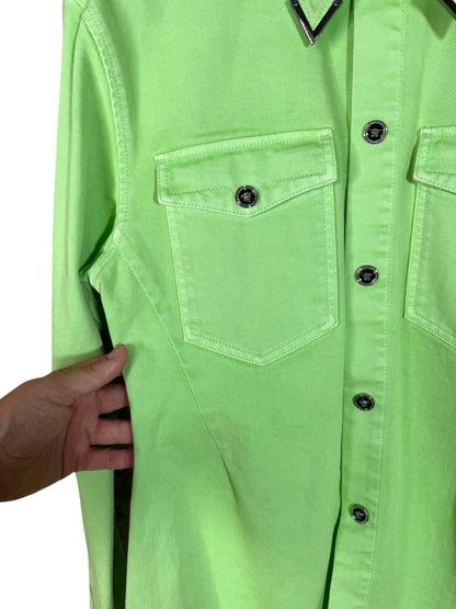 Camicia Giacca Versace in denim verde lime con dettagli metallici