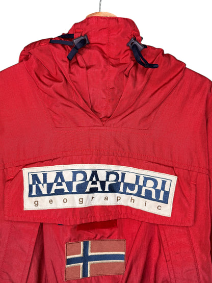 Giacca Napapijri Geographic rossa vintage uomo con cappuccio
