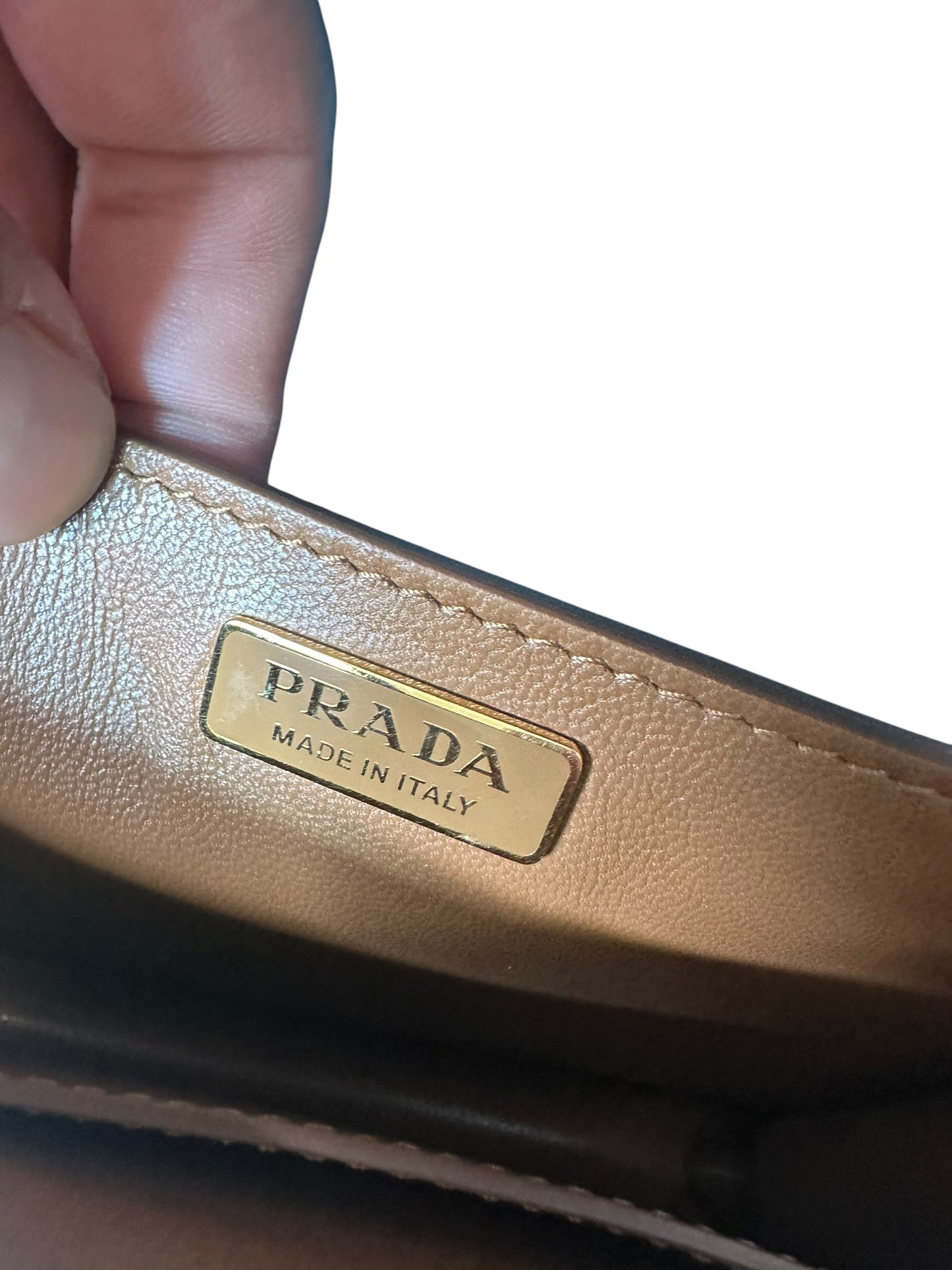 Prada borsa Cahier in pelle e raffia
