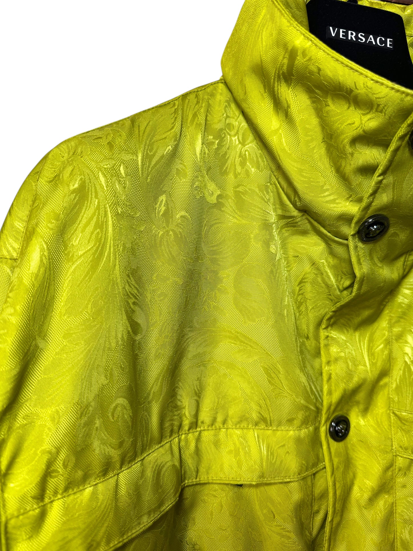 Giacca Versace Milano gialla con motivo Barocco tono su tono – Taglia 48