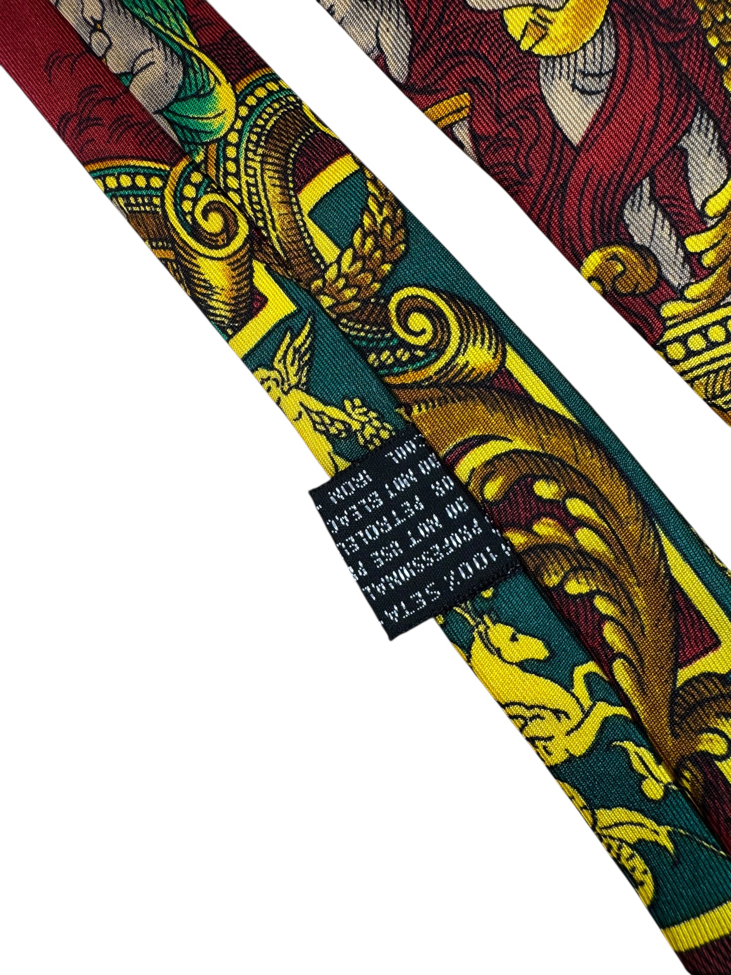 Cravatta Vintage Gianni Versace – Stampa Barocca con Angeli – 100% Seta Made in Italy