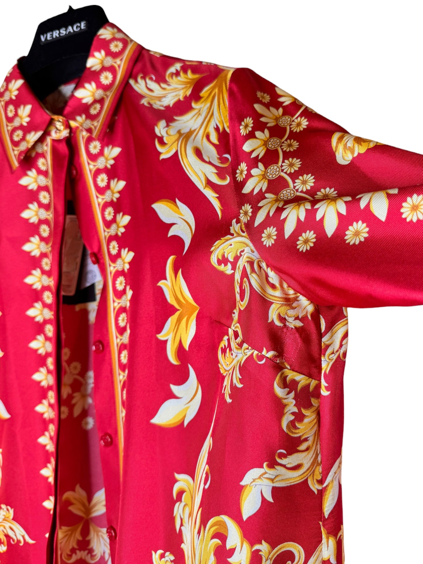 Camicia Versace seta rossa stampa Medusa barocco tg 36 - Difetto — foto 6