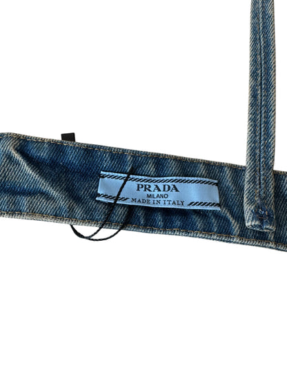 Top Bralette in Denim Prada - Taglia 44 IT - 100% Cotone - Made in Italy