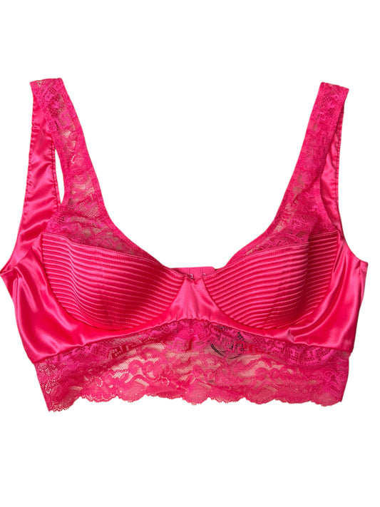 Reggiseno Versace fucsia in raso e pizzo Made in Italy nuovo con cartellini