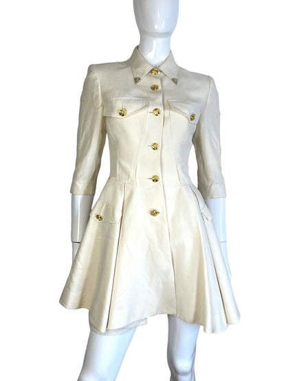 Istante abito blazer vintage panna con bottoni gioiello — foto 2