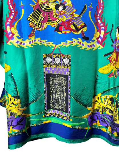 Camicia Gianni Versace Sport vintage in seta stampa Samurai – Made in Italy.