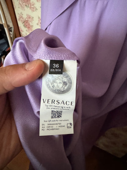 Versace Abito Lungo Lilla con Cintura Medusa – Taglia 36 IT (XS) – Made in Italy