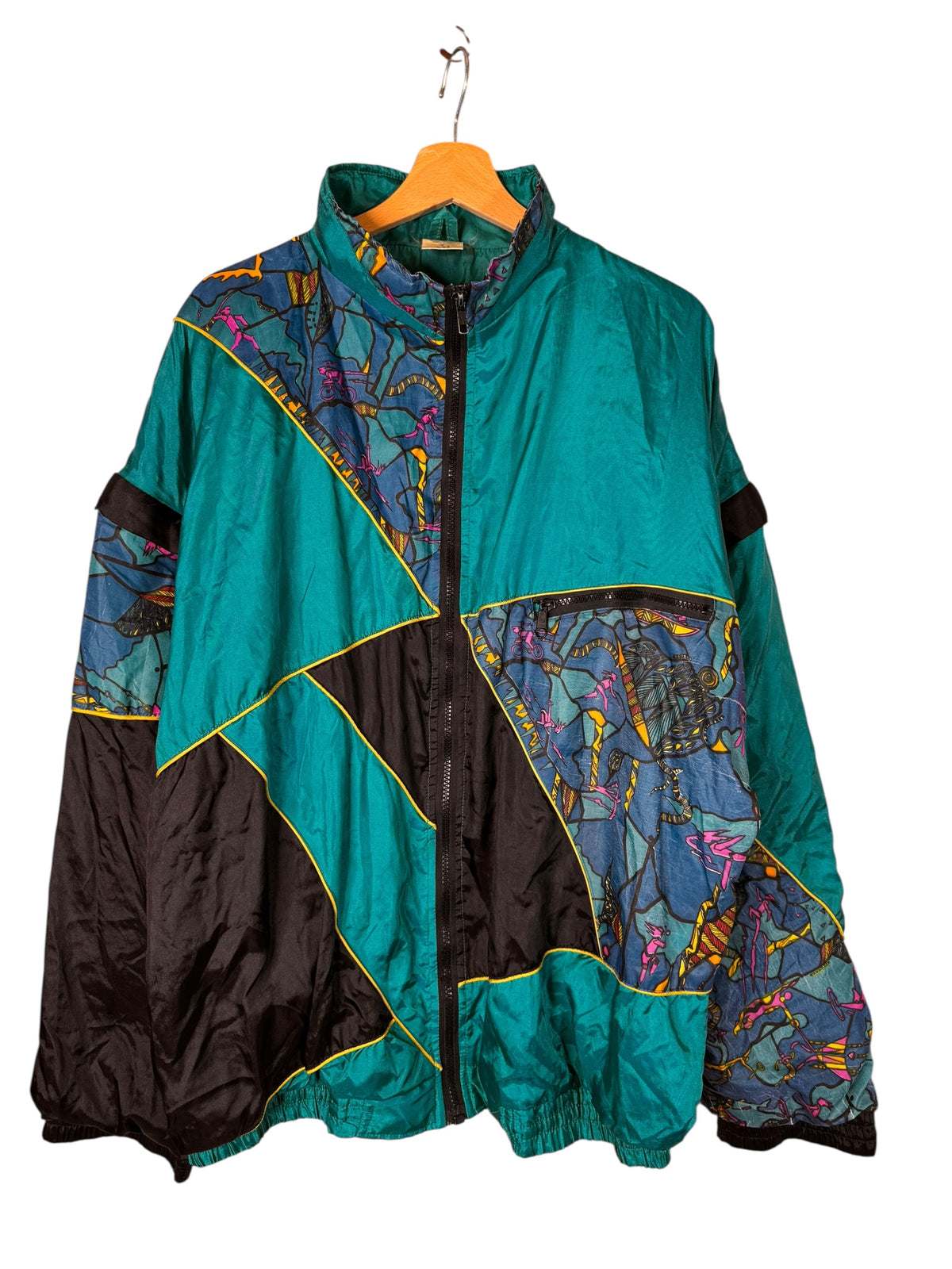 Giacca vintage anni 90 windbreaker fantasia sportiva oversize