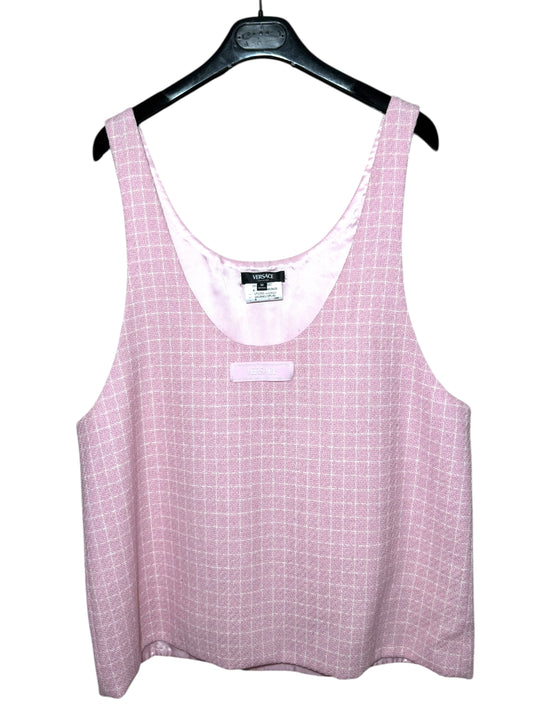 Versace Gilet Uomo Rosa Tweed con Logo - Made in Italy