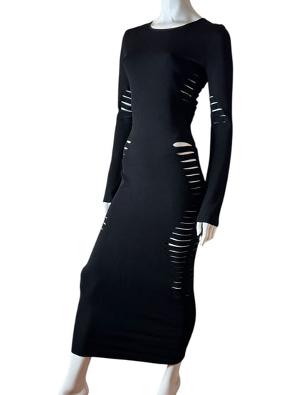 Versace Abito Lungo Nero Cut-Out in Maglia – Taglia IT 42 – Made in Italy.