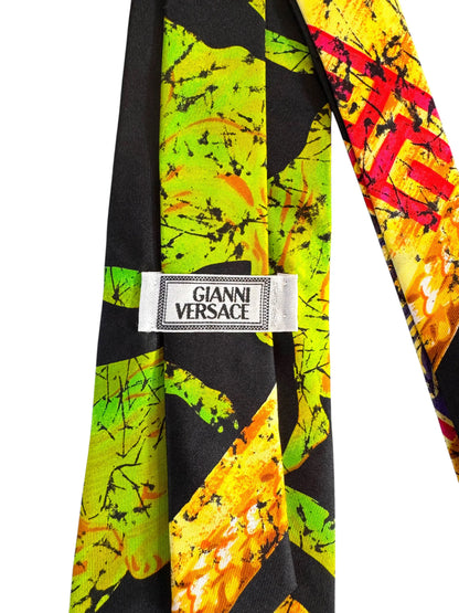 Gianni Versace cravatta vintage seta fantasia pop art Made in Italy