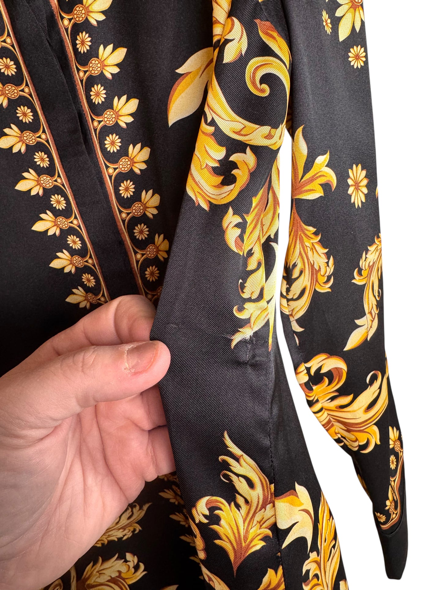 Abito chemisier Versace barocco nero oro tg 42 con bottoni Medusa — foto 8