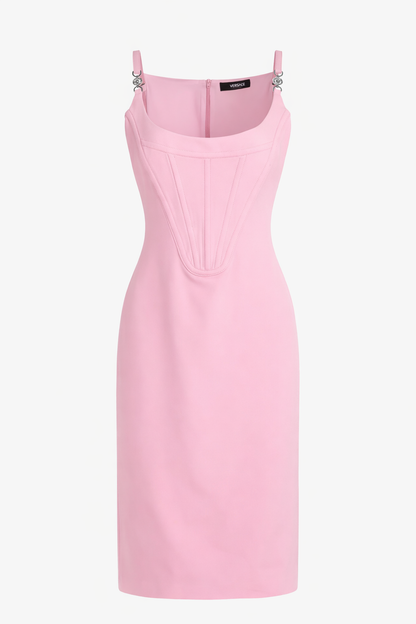 Versace abito rosa con Medusa spalline 48 nuovo