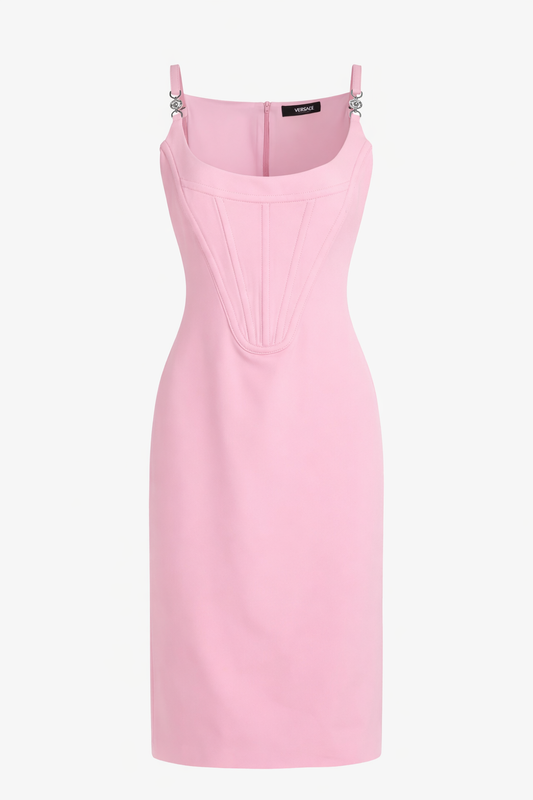 Versace abito rosa con Medusa spalline 48 nuovo
