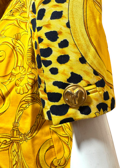 Completo vintage Istante by Gianni Versace anni ’90 – Giacca + Gonna con stampa barocca e animalier