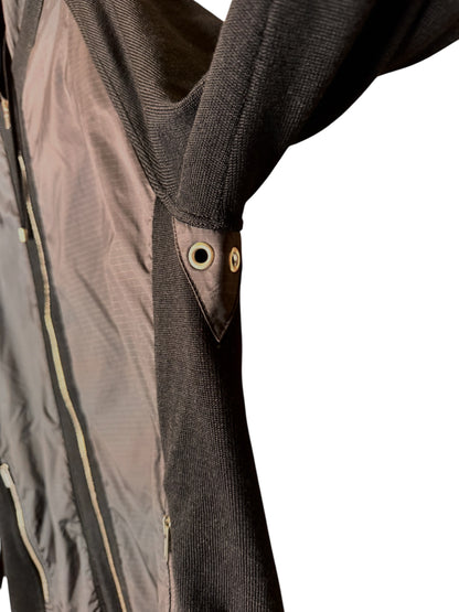 Hermès giacca con cappuccio lana e inserti tessuto tecnico nera zip frontale S — foto 12