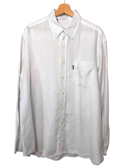 Camicia Barbour uomo XL in lino 100% bianca Made in Portugal