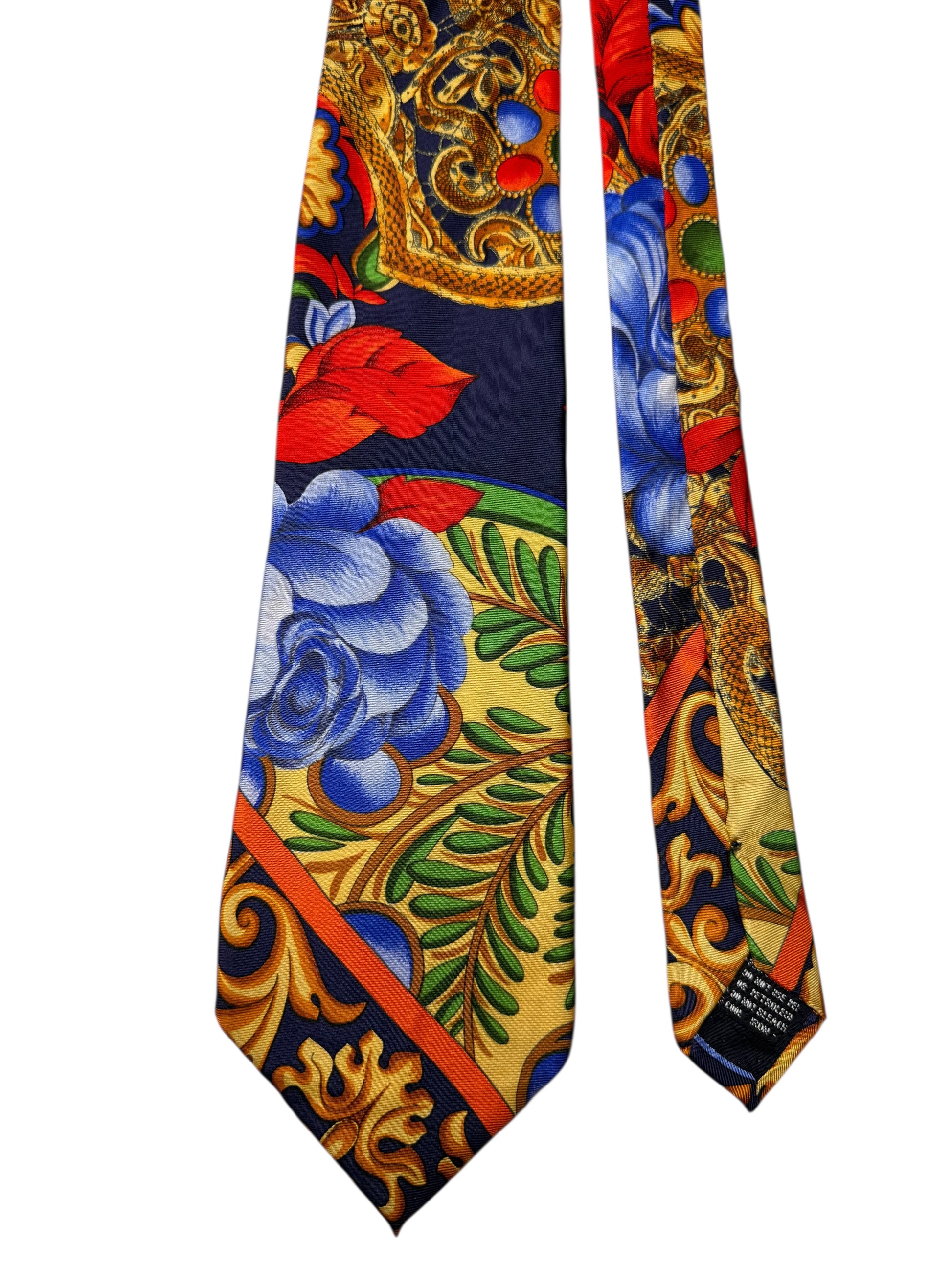 Cravatta Gianni Versace vintage in seta fantasia barocca floreale — foto 2