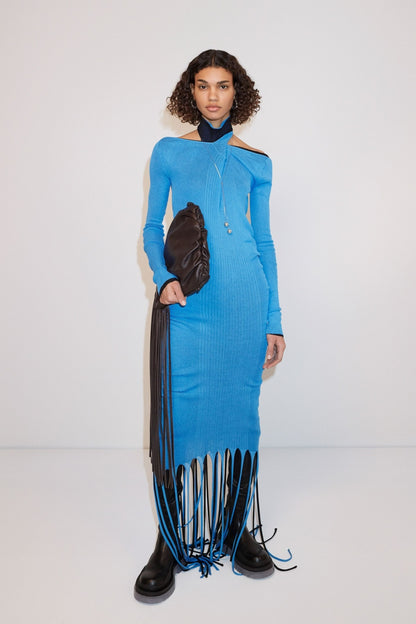 Bottega Veneta abito con frange pre-fall 2020 taglia M