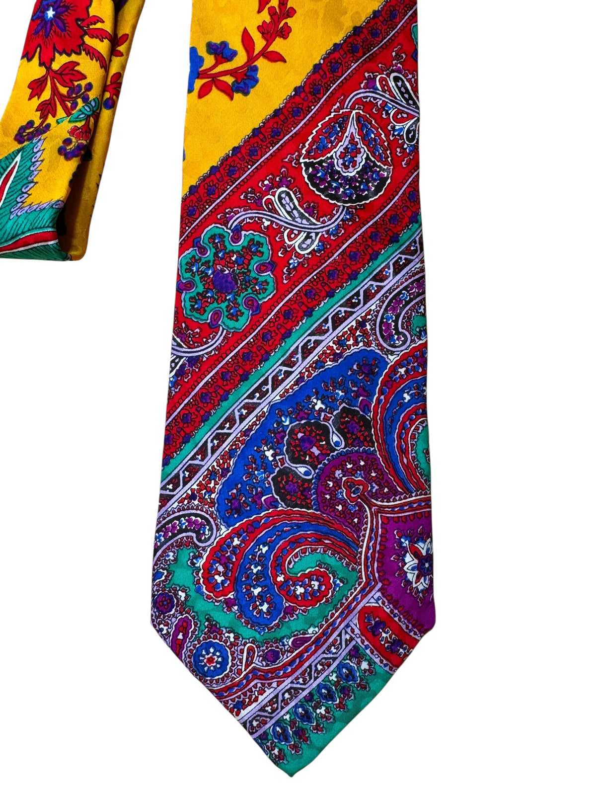 Cravatta Gianni Versace Vintage Seta Paisley Multicolor Fondo Giallo — foto 2