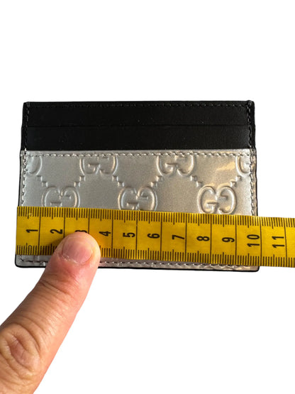 Gucci porta carte GG embossato argento pelle - senza scatola