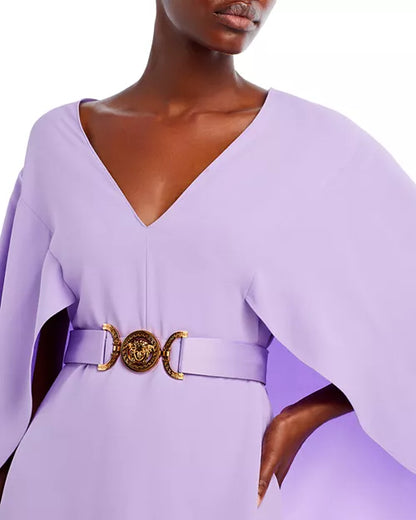 Versace Abito Lungo Lilla con Cintura Medusa – Taglia 36 IT (XS) – Made in Italy