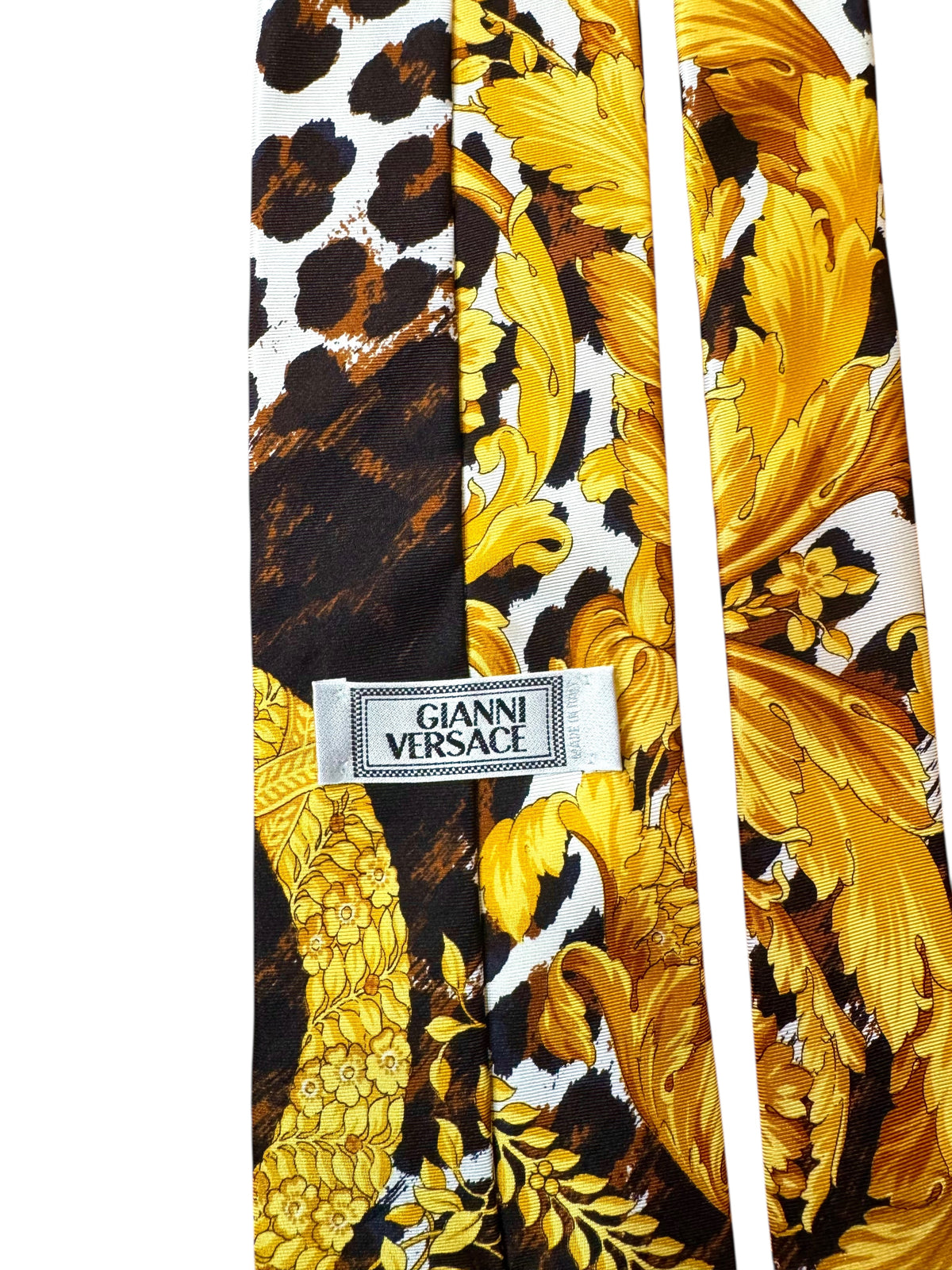 Cravatta vintage Gianni Versace seta stampa Wild Barocco animalier — foto 6